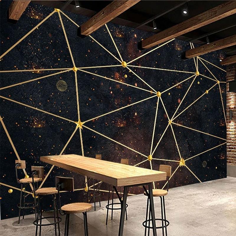 

Wallpapers Custom Any Size Mural Wallpaper Modern Minimalist 3D Black Gold Geometric Wall Painting Restaurant Cafe Background Papers, As pic
