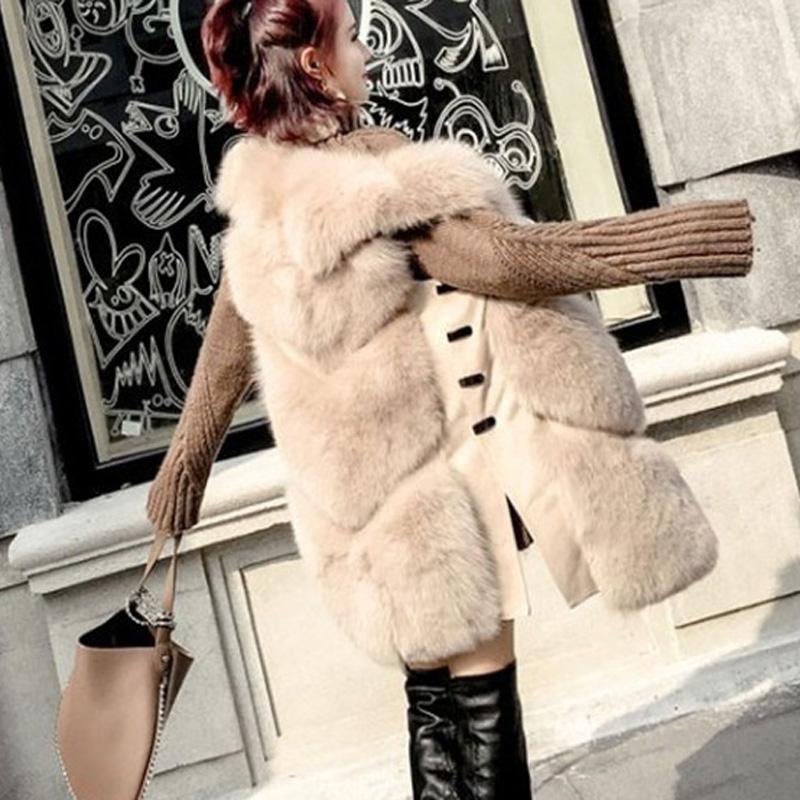 

Women's Fur & Faux 2022 Autumn Winter Vest PU Stitching Women, Black