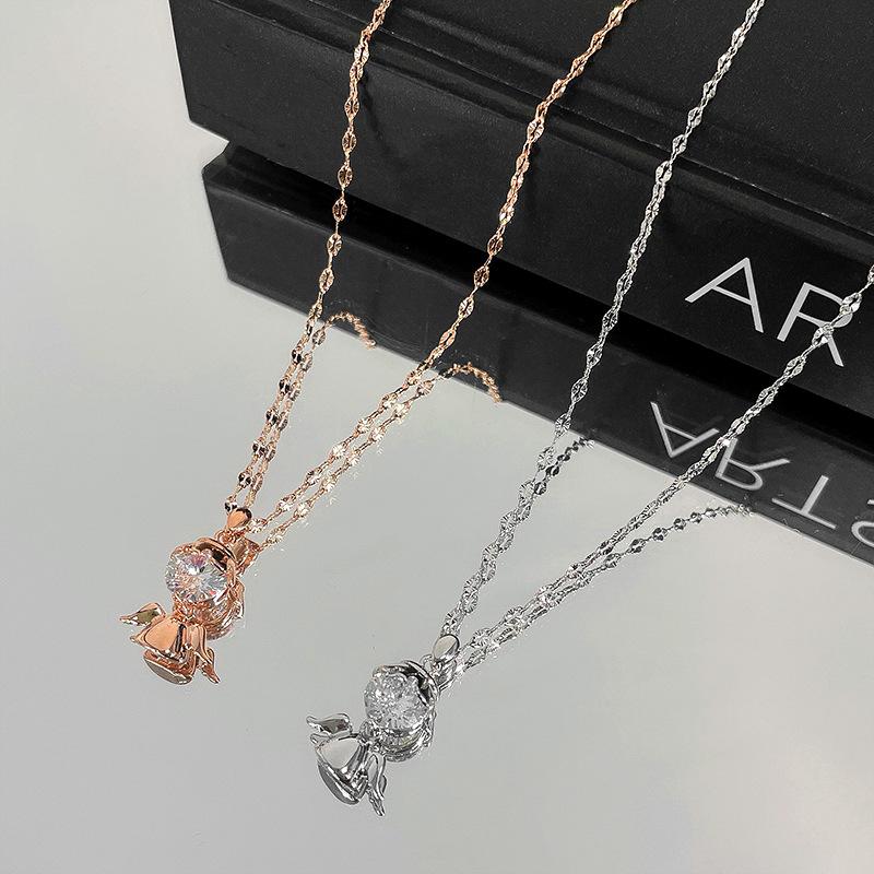 

Pendant Necklaces 2021 Vintage Metal Angel For Women Girls Clavicle Chain Necklace Fashion Jewelry Choker Party Gifts