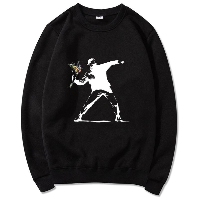

Men' Hoodies & Sweatshirts Harajuku Men Flower Thrower Banksy Panda Guns Urban Art Women Unisex Sweatshirt Tops Hipster Retro Style, Pink