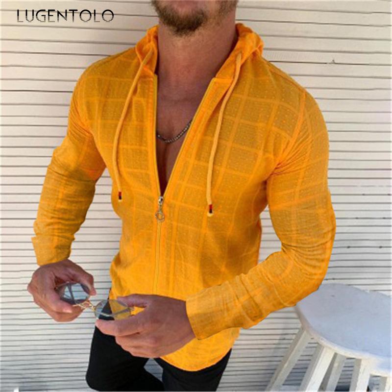 

Men' Hoodies & Sweatshirts Men Summer Long Sleeve Zipper Cardigan Casual Sport Thin Solid Street Simple Fashion Hooded Lugentolo, Green