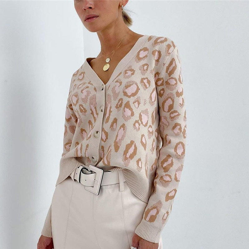

Women' Sweaters female leopard mesh cleavage printed cardigan autumn casual singla breasted long sleeve soft jacket QTIO, 1# shoe box