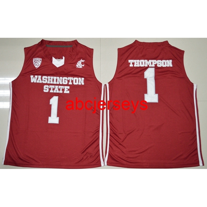 

#1 Klay Thompson state Basketball Jersey Embroidery Stitched -XXL, Red