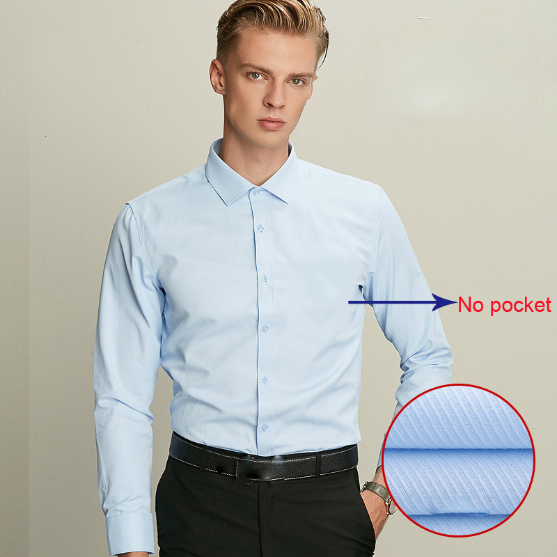 

Men's Casual Shirts 2021 men men's solid casual shirts long sleeve fine business size M-4XL with no pocket