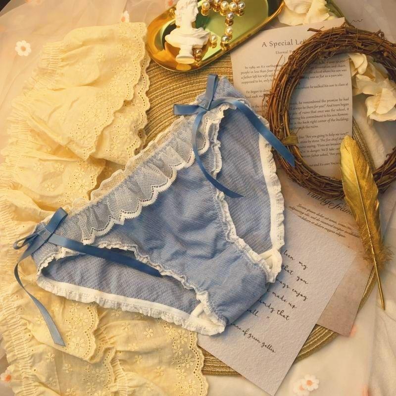 

Women's Panties Women Lace Sexy Underwear Cute Sweet Girl Briefs Low Waist Comfort Underpants Cotton Lovely Fashion Ladies Lingerie, Blue