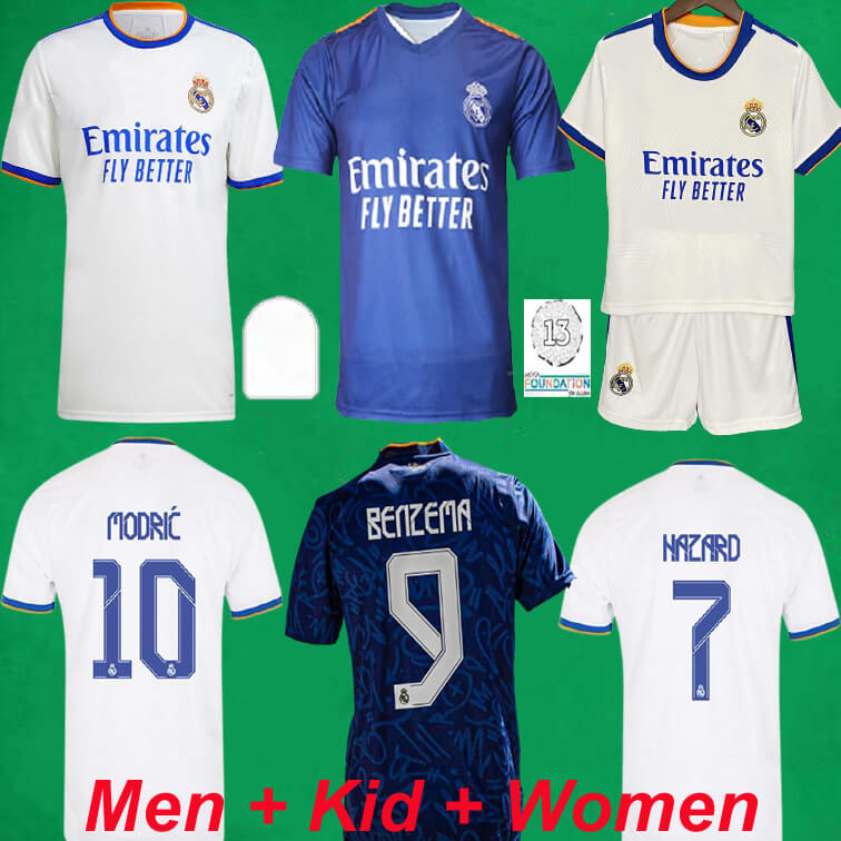 

REAL MADRID soccer jerseys 21 22 home away third Player Version football shirts 2021 2022 MBAPPE ALABA HAZARD BENZEMA ASENSIO camiseta Men Women kids kit, Away + uc-patch