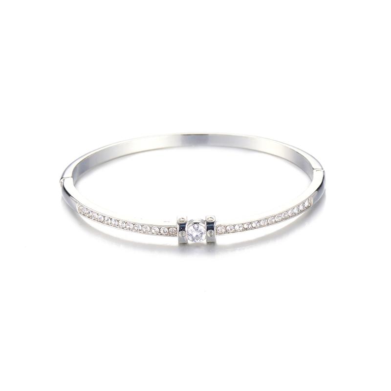 

Bangle Trendy Zinc Alloy Crystal Bangles Bracelets For Women Luxury Paved Rhinestone Zircon Charm Jewelry Gifts Silver Gold Color 2021