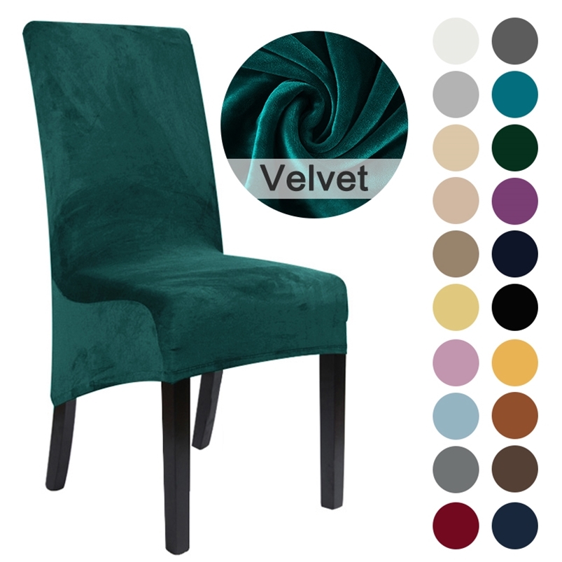 

Large Size 22 Colors Grade Velvet Plush Stretch Chair Cover XL High Back Long Covers Dining Room 210724