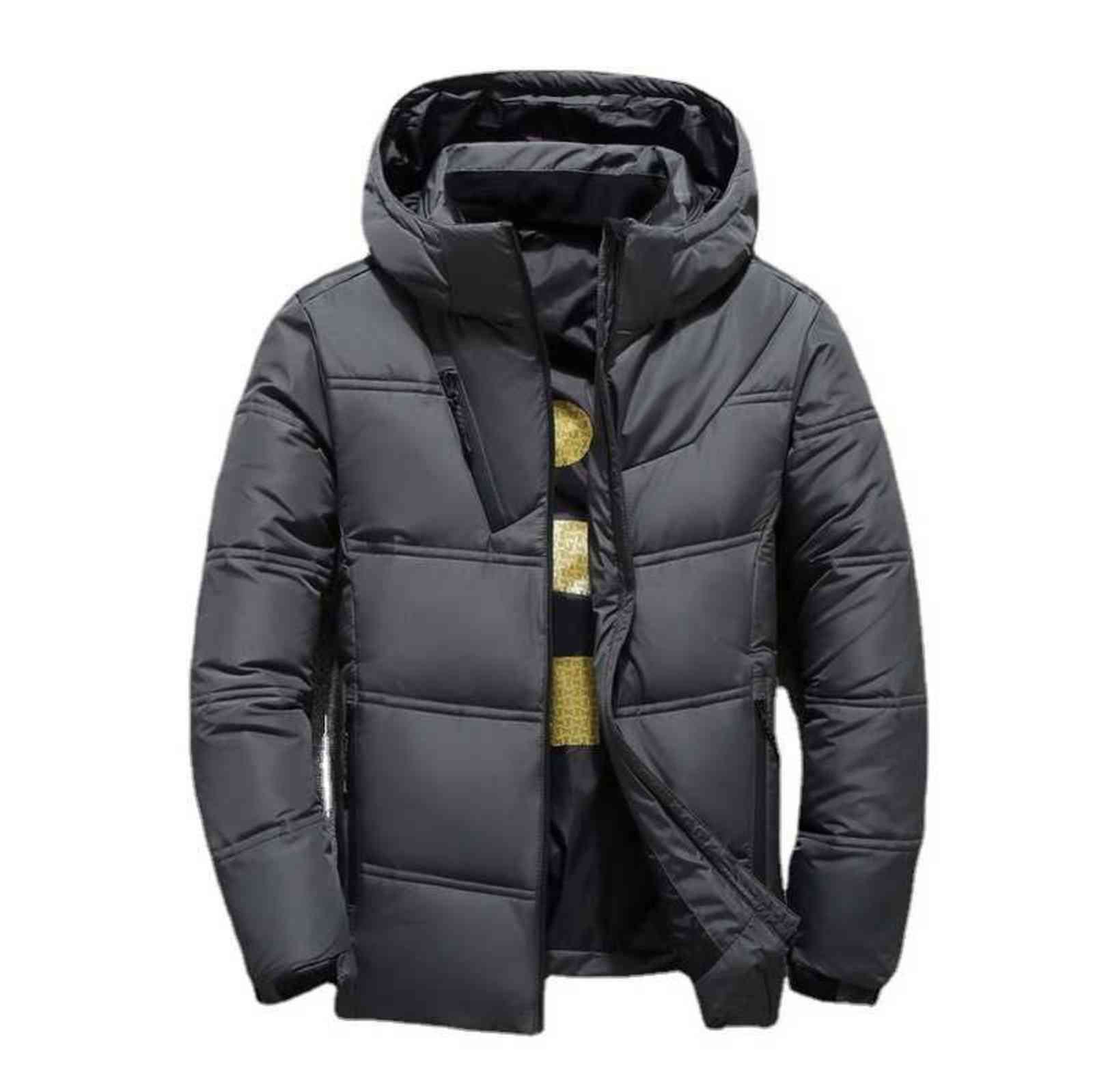 

Winter Down Coats Warm Men Jacket Coat Casual Autumn Stand Collar Thick Hat White Duck Parka Male Men's Down Jacket With Hood Y1103, Black