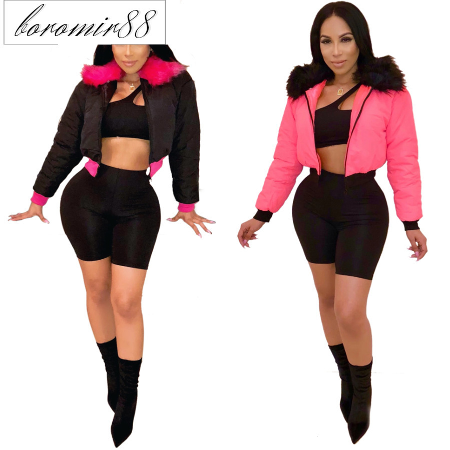 

Uj4543 European Shangmei winter loose down cotton jacket thickened bread, Black