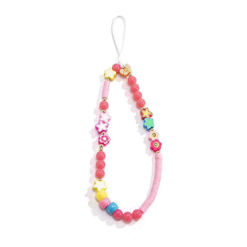 

Creative Colorful Multiple Flower Tassel Mobile Phone Charms Star Butterfly Soft Pottery Smiley Ethnic Color Handmade Phone-Chain Acrylic Accessories Jewelry