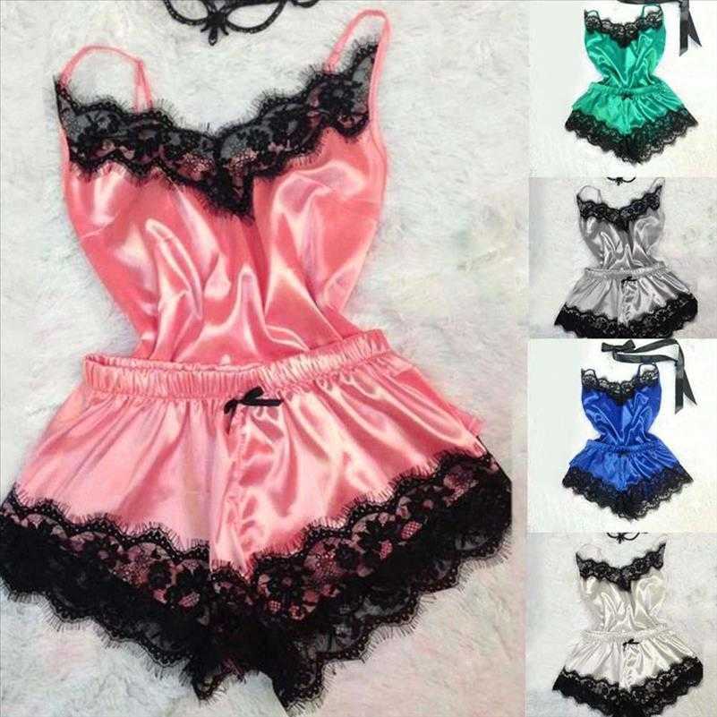 

Womens Pajama Set Cute Cami Top And Shorts Two Piece Suits Sexy Lingerie Setsleepwear Sexy Temptation Babydoll Nightwear, Lotus root color