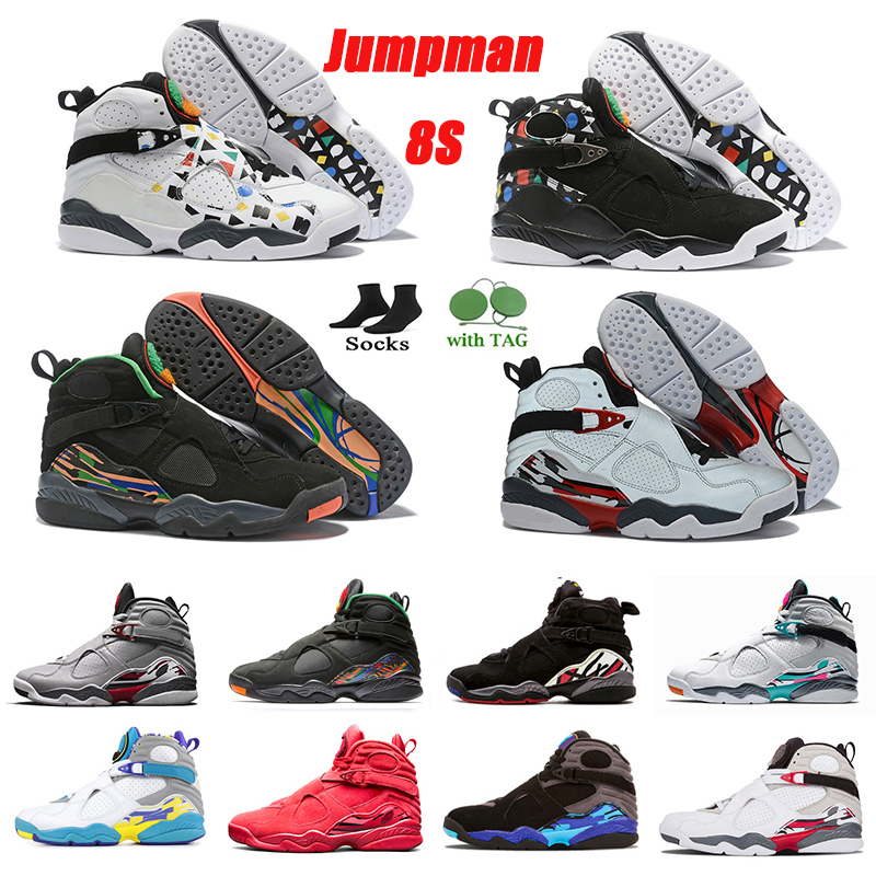 

8 8s mens basketball shoes sneakers White Aqua Valentine's Peat South Beach Raid Aqua Chrome 3M Reflective Multi-Color men outdoor trainers sports shoe, Pay for box