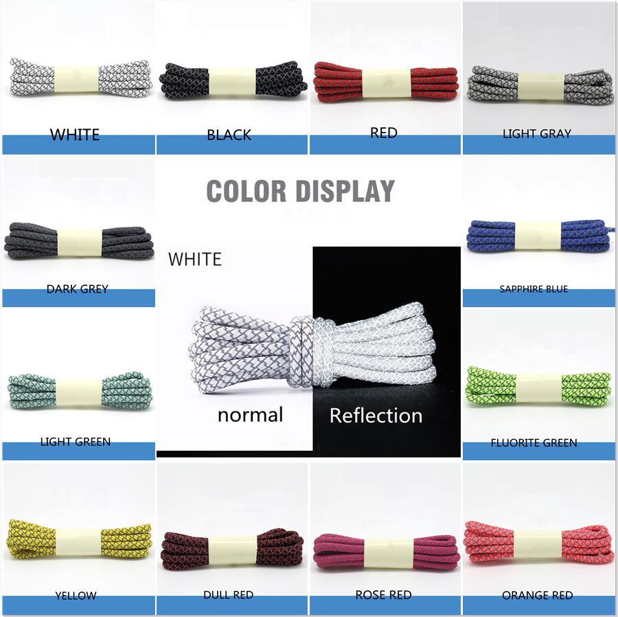 

Reflective Shoelaces Weaving Round Laces 19 colors Highlight at Night Unisex Leisure Sneakers White Shoe Lace 100 120 140 160cm for 350 v2, White;pink