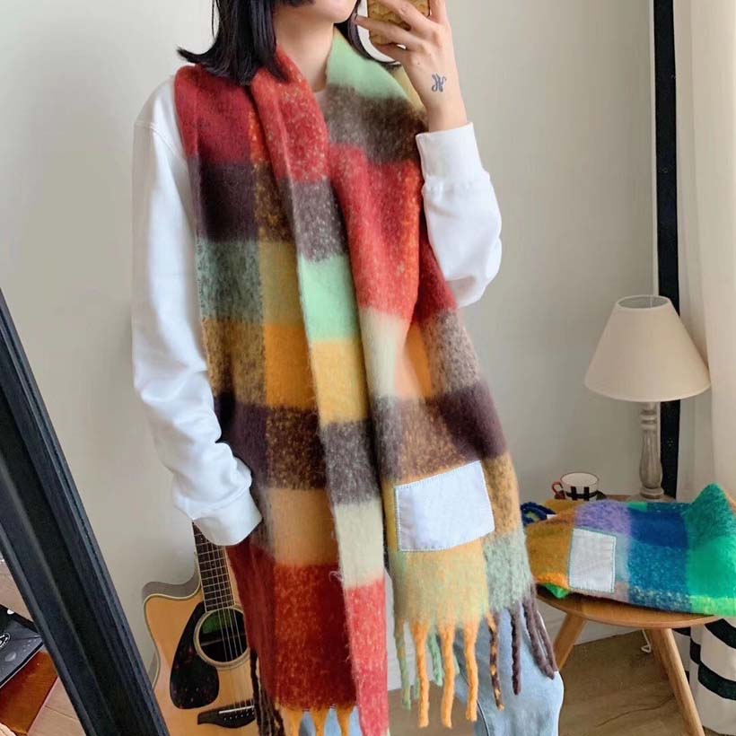 

Designer Scarf Womens Luxury Scarves Autumn and Winter Warm Outdoor rainbow Plaid Scarfs 8 Colors Top Quality