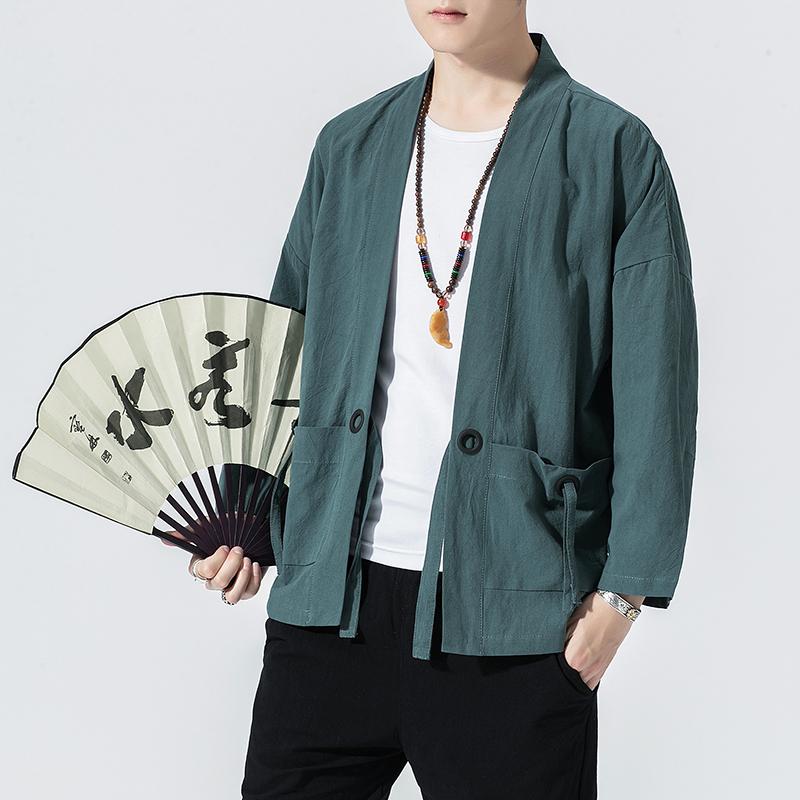 

Men's Jackets Chinese Style Spring Men Jacket Japanese Streetwear Cotton Windbreaker Casual Man Overcoat, Black;brown