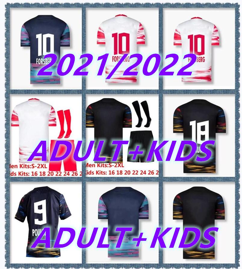 

Kids kit+socks 21 22 RBL Soccer Jerseys SABITZER 2021 2022 SORLOTH NKUNKU FORSBERG Football Shirt ANGELINO POULSEN MEN boys sets socks camiseta de fútbol, Adult+kids