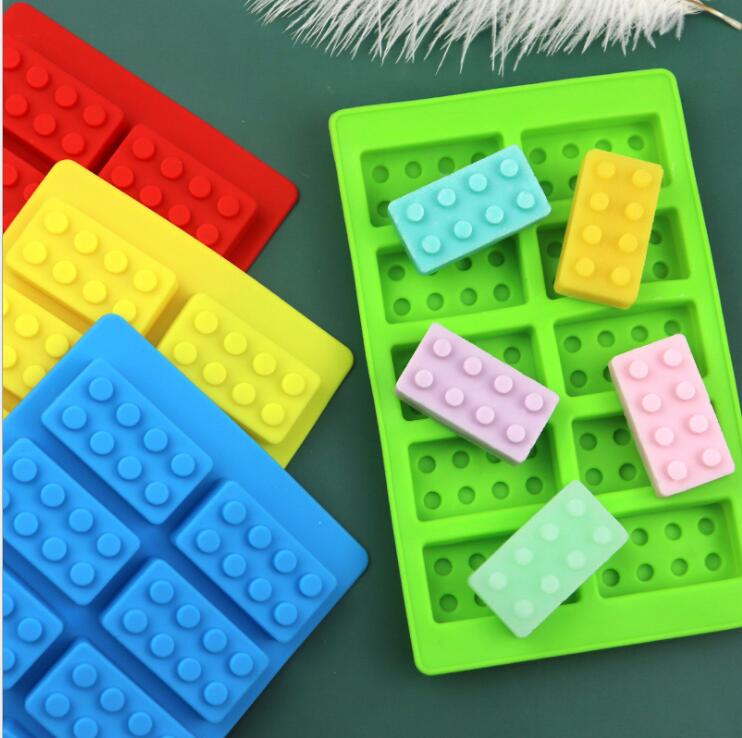 

10 Holes Brick Blocks Shaped Cake Moulds DIY Rectangular Ice Tray Chocolate Silicone Mold Cube Mould Cakes Tools Fondant Molds