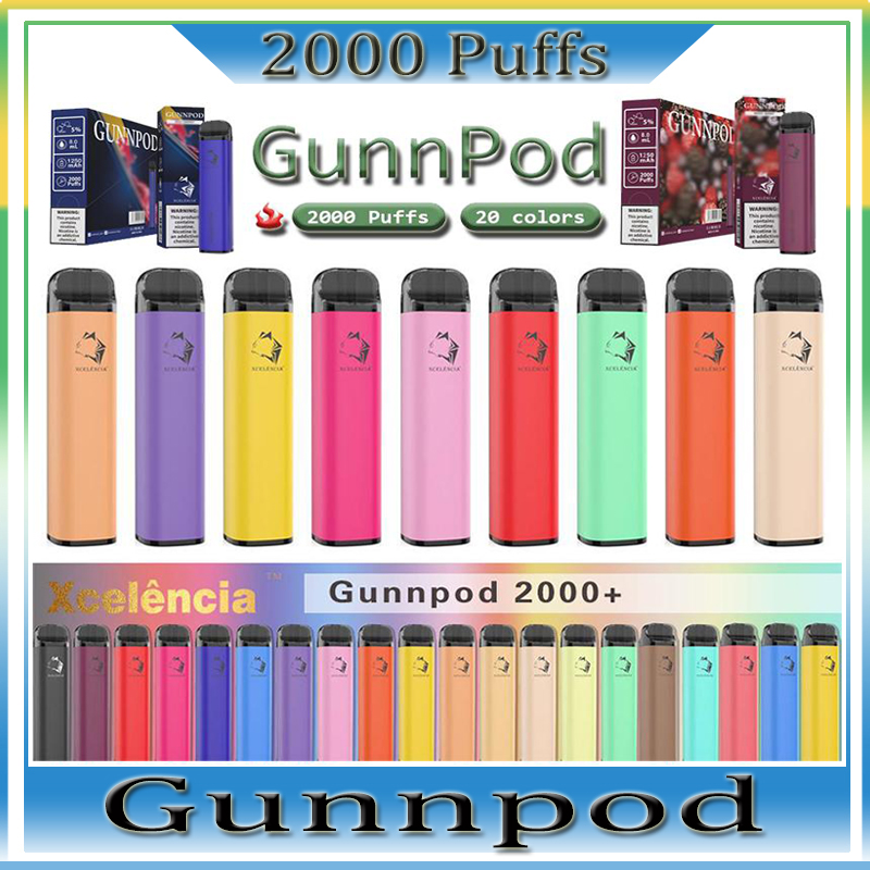

GUNNPOD 2000 Puffs Disposable Vape 1250mAh Battery E Cigarette Deivce 18350 8ml Vaporizer Starter Kit VS Elf Bar 20 Flavs Pen Pod PUFF Gunpod