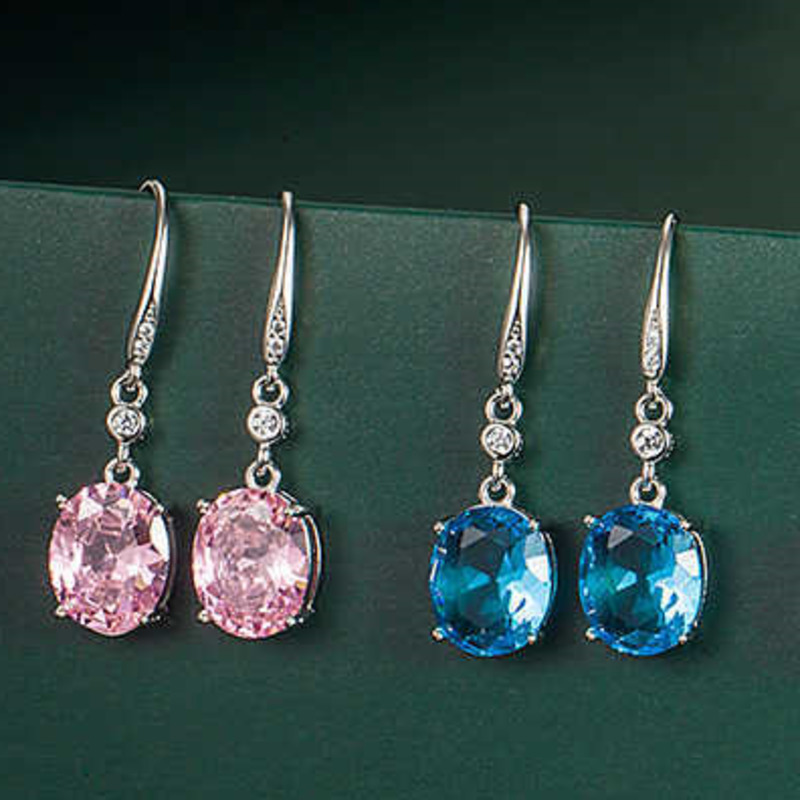 

Oval Earrings For Women Single Drill Ear Hook Pink Drill Earrings Color Treasure Ear Accessories