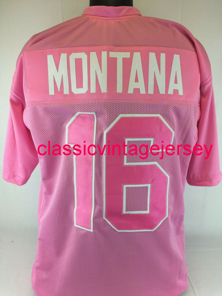 

Men Women Youth Joe Montana Custom Sewn Pink Football Jersey -5XL 6XL
