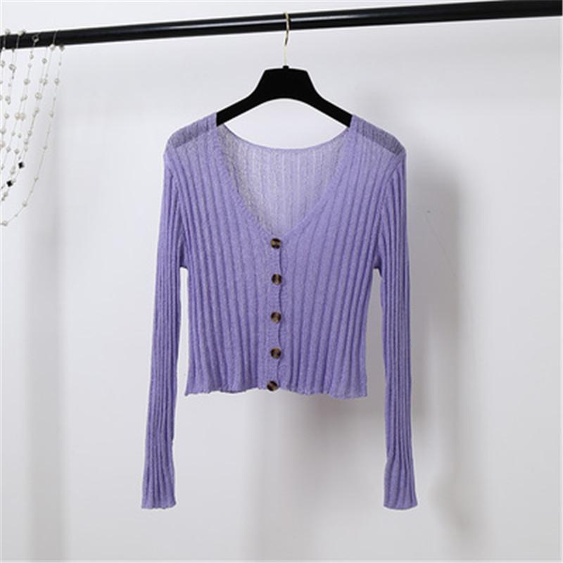 

Women's Knits & Tees Ladies Short Cardigan V Neck Long Sleeve Cotton Cropped Sweaters Thin Coat Feminino Autumn Knitwear For Women PZ1561, White