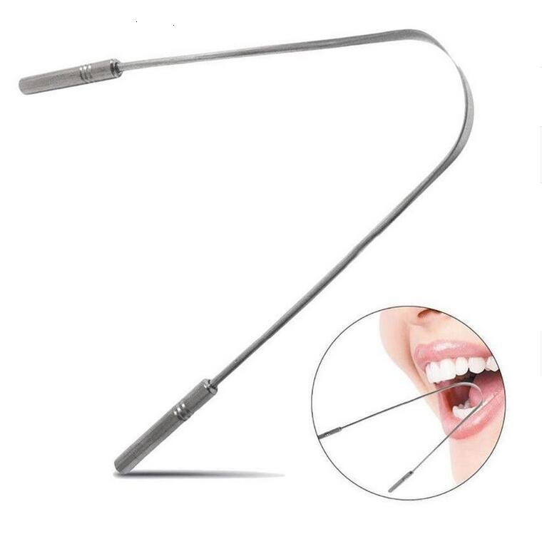 DHL Toothbrush Stainless Steel Tongue Scraper Cleaner Fresh Breath Cleaning Coated Hygiene Care Tools in stock-image-708559683