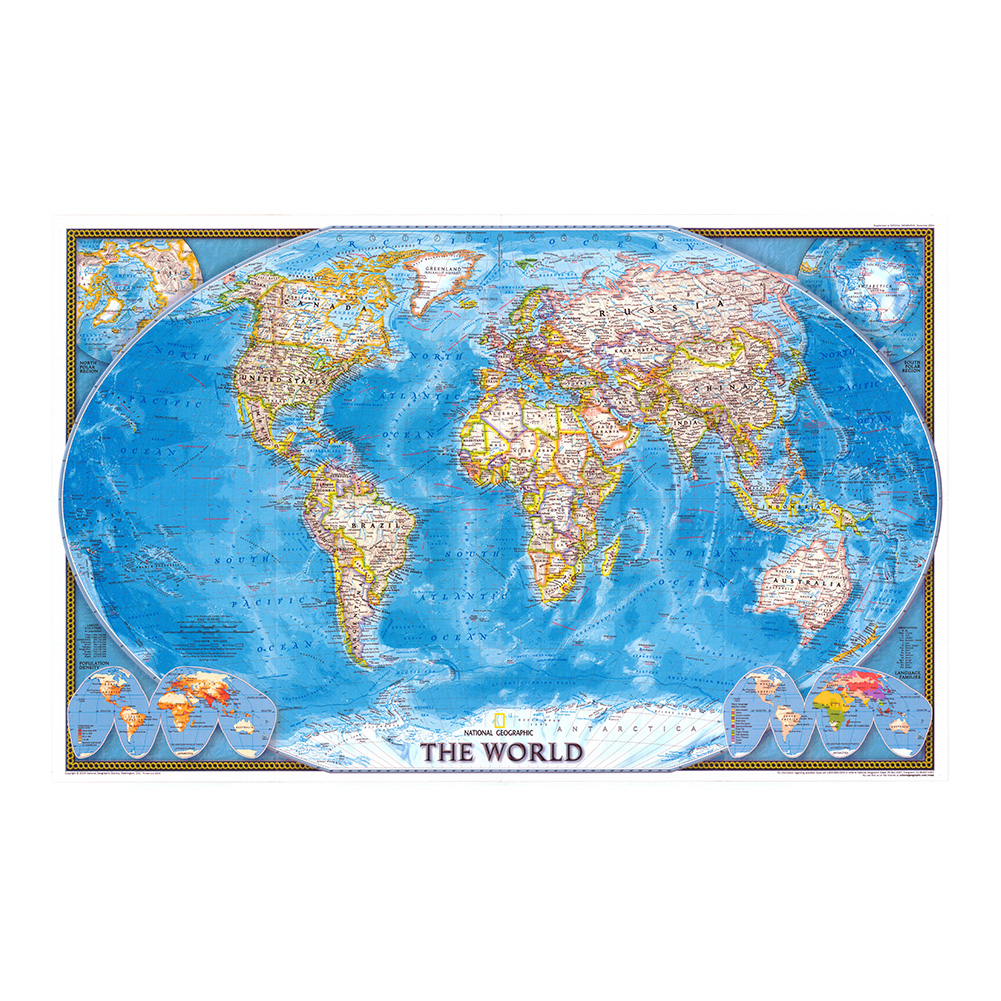 National Geographic The World Map Poster Painting Home Decor Framed Or Unframed Photopaper Material-image-700624441