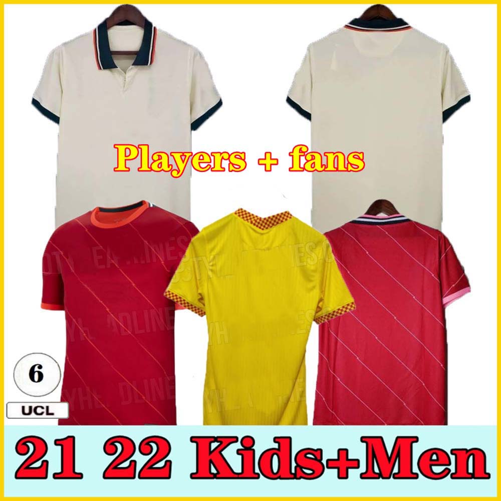 

21 22 Fans Players Version LVP Konate M.Salah Virgil Firmino 2022 Soccer Jersey Mailner Wijnaldum A.Becker Alexander Arnold Diogo J. Goalkeeper Shirt men + kids kit, Player 21 22 home adult size: