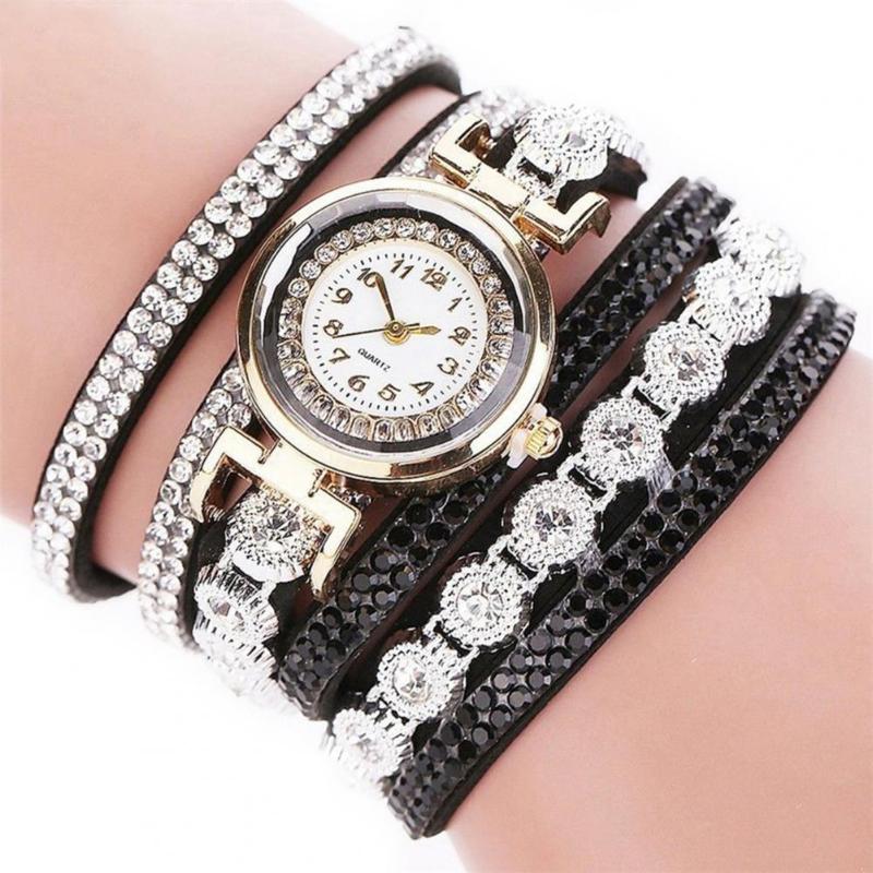 

Wristwatches Fashion Bracelet Watch Rhinestone Design Multilayer Band Alloy Quartz WristWatch For Women Gifts Casual Wrist, Red