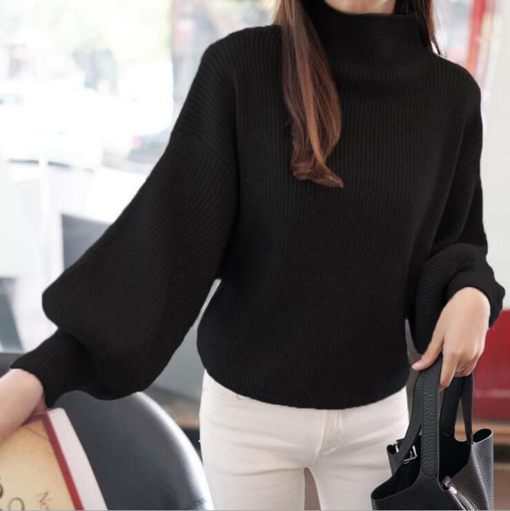 

2021 New Womens Coarse Wool Sweater Warm Spring Autumn Winter Casual Sleeved Pullover, Black