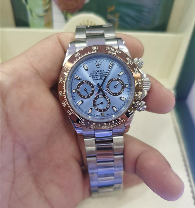 

With Original Box Stainless Steel Sapphire 116506 Men's Watch 40mm Ceramic Bezel Blue dial Automatic Mens Watches No Chronograph, Slivery;brown