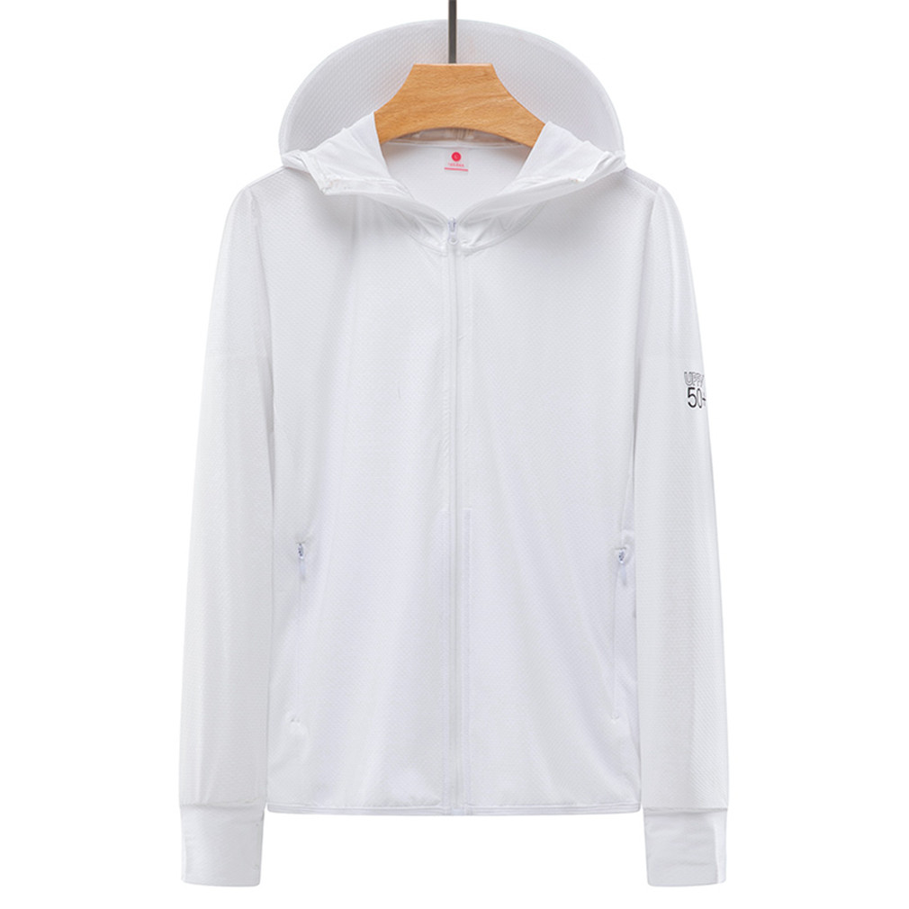 

Summer Thin Cycling Jacket Outdoor Fishing Hiking Jackets Ultra-Lightweight Windbreaker Men Running Anti-uv Coats Male Waterproof Breathable Coat, White