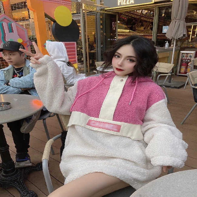 

Highest quality women hoodieswool warm women jacket lamb wool winter women clothing