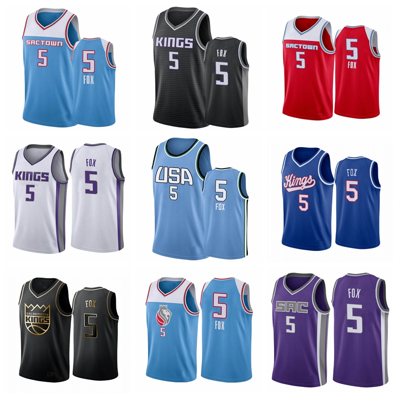 

Basketball Jersey Sacramento Kings MEN De'Aaron Fox 2018-19 Blue, Black