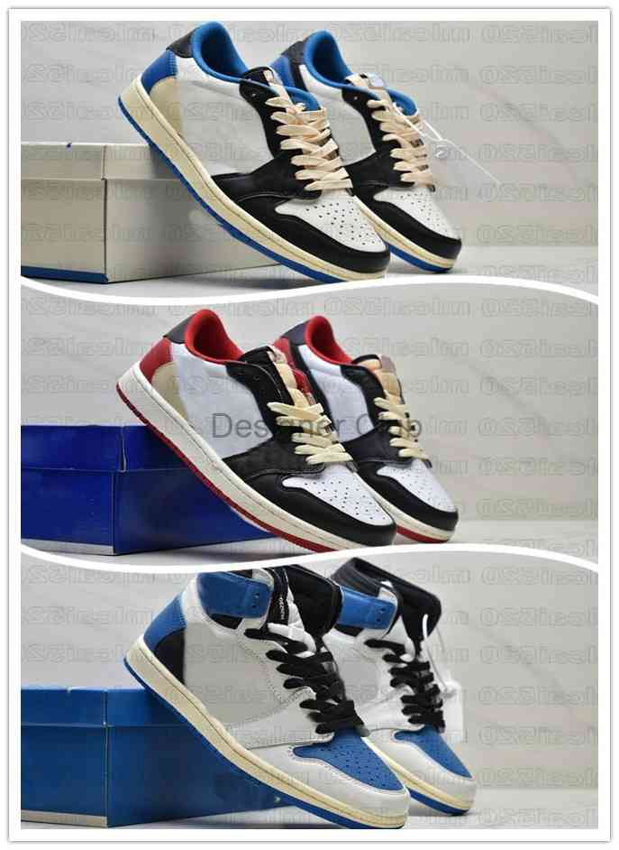

Travis Scotts Fragment x 1 Low High 1s Sports Trainer Shoes Military Blue Cactus Jack Men Womens Basketball Sneakers