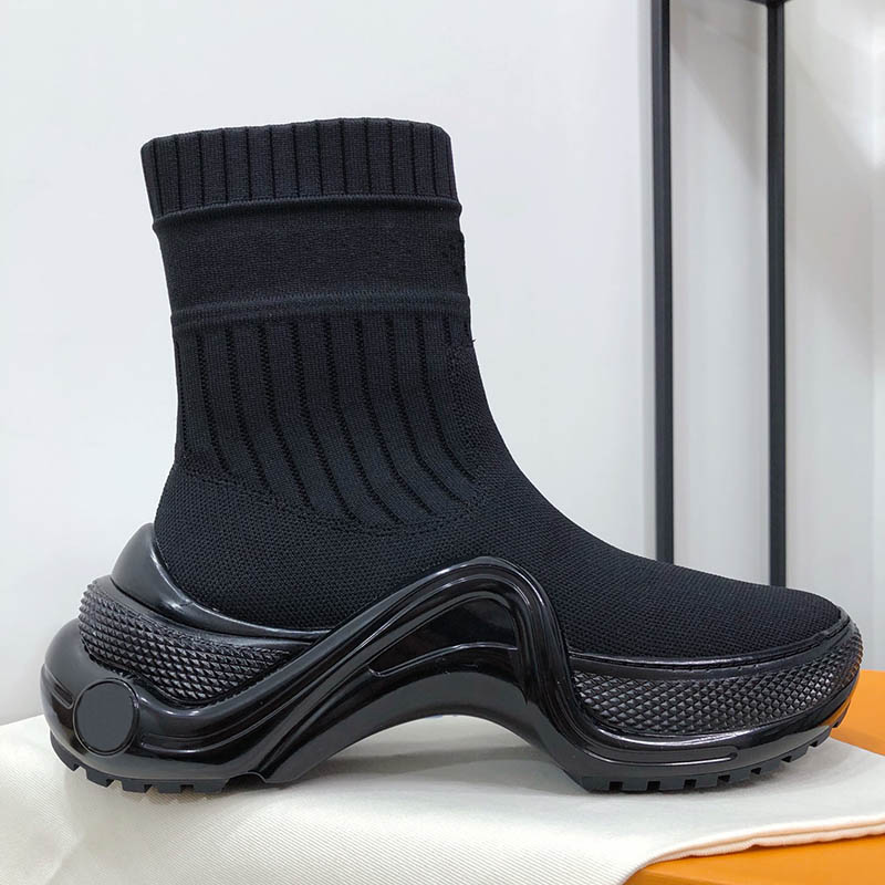 

lady Thick soled casual shoes Breathable socks shoe LUXURY fashion BRAND sneakers size 35-41 model SDSH04, Black