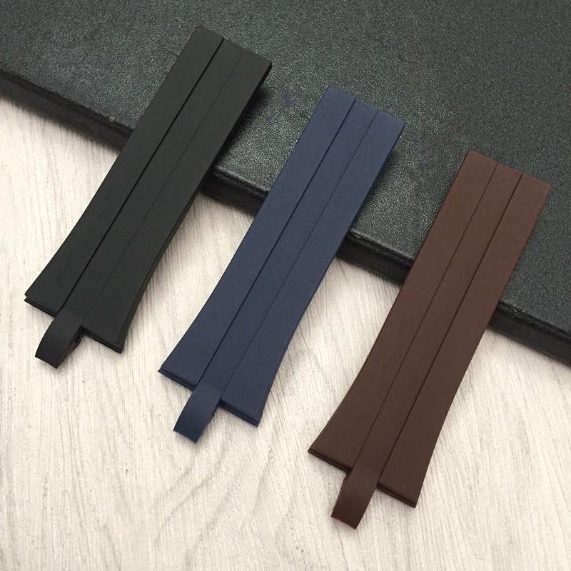 

Watch Bands MERJUST 26*22 Blue Brown Black High Quality Rubber Band Strap 28mm Fits For Design World Timer P6360 + Tool