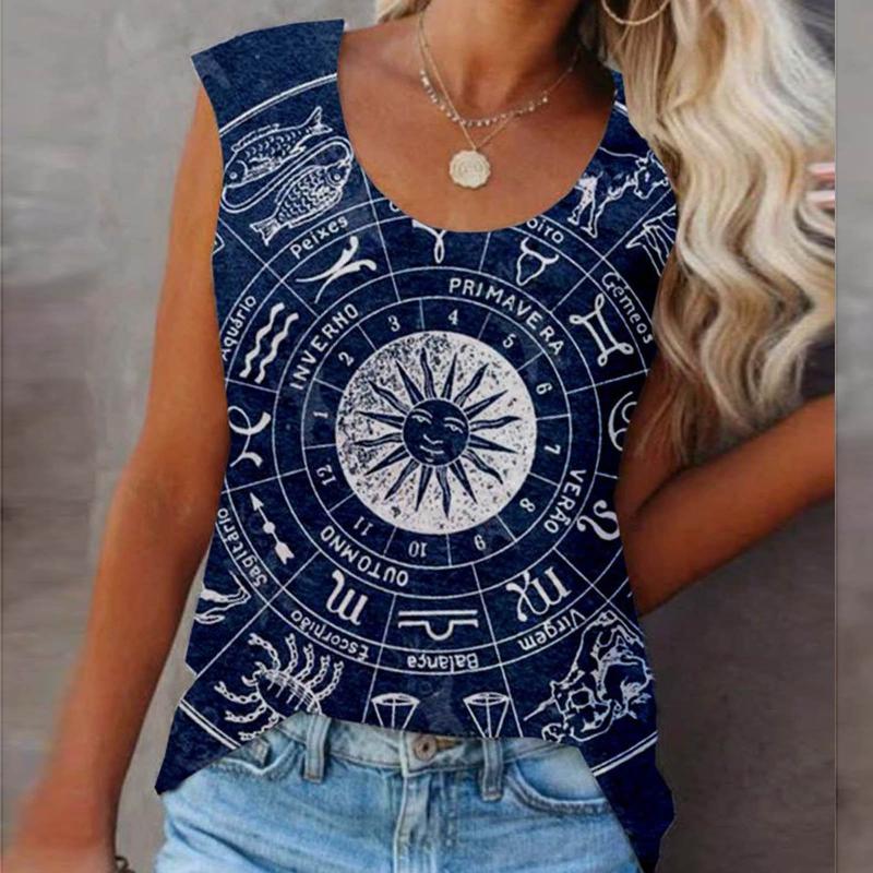 

Women's Tanks & Camis Women Vest 2021 Summer Sleeveless Tshirts Floral Printed V-neck T Shirt Ladies Casual Loose Tank Tops Female T-shirts, White
