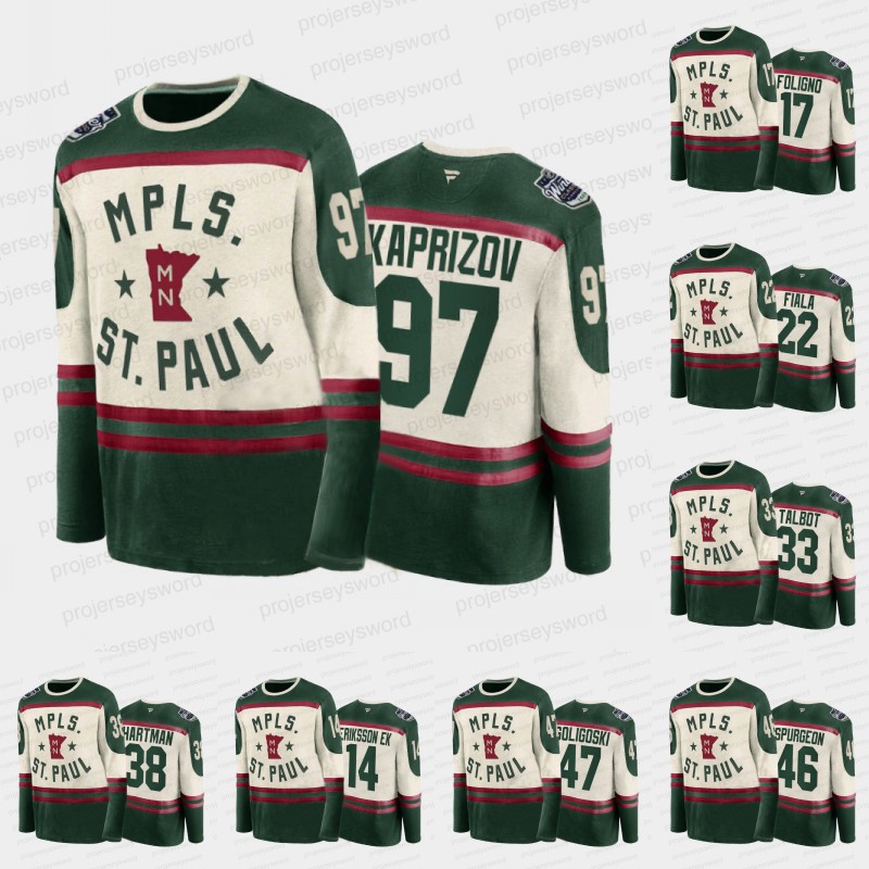 

2022 Minnesota Wild Winter Classic Jersey Kirill Kaprizov Alex Goligoski Jared Spurgeon Ryan Hartman Cam Talbot Kevin Fiala Marcus Foligno Joel Eriksson Ek, 46 jared spurgeon