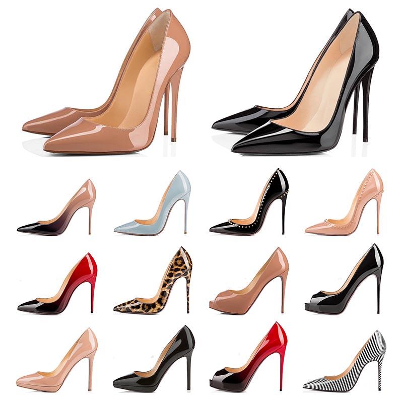 

Shoes Louboutin CL Christian high heels So Kate red bottoms womens Dress shoes Stiletto 8 10 12CM Genuine Leather Point lFT, Blue;gray