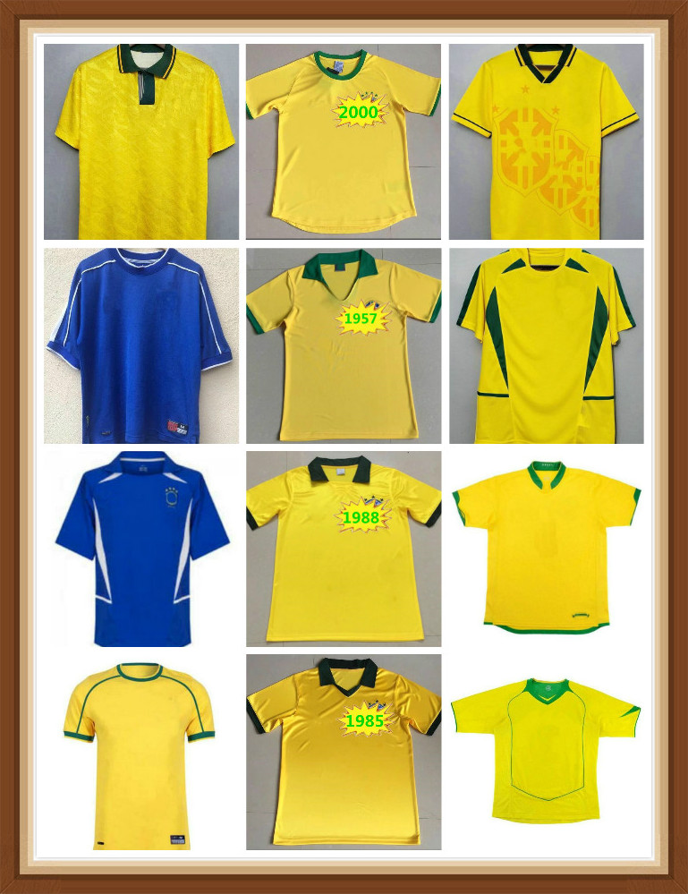 

94 98 20 02 04 06 retro soccer jersey ronaldo ROMARIO KAKA RONALDINHO maillot de futol r.carlos Football shirt, Black;yellow