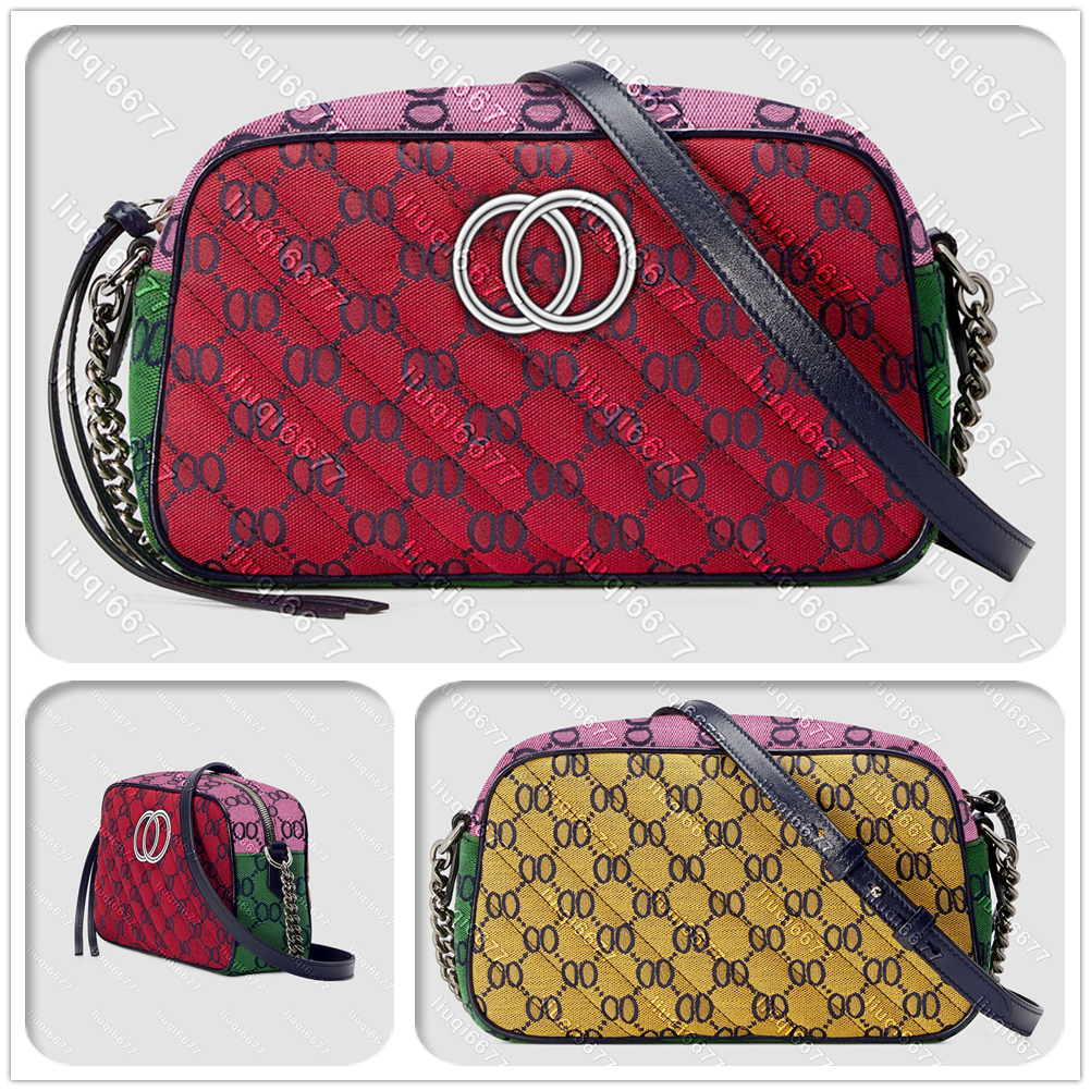 

Factory price 6 colors Womens Soho Disco Bag Totes Light Marmont Style Multicolor small Canvas shoulder bags Handbags Silver Chain Cross body Messenger Purse, Red