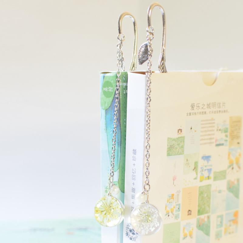 

Bookmark Dried Flower Specimen Vintage Feather Reading Mark Metal Book Clip Hanging Beautiful For Tassel
