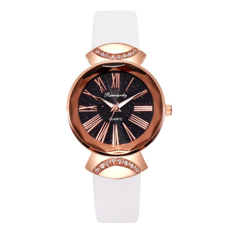 

Wristwatches Luxury Fashion White Women Watches Roma Dial Retro Ladies With Bamboo Knot Leather Band Casual Female Quartz Watch, Red