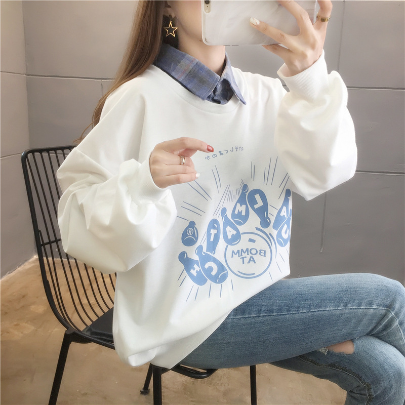

hoodies t shirt autumn 2021 women's sweater loose korean spring and thin wear short jacket fashion, Black