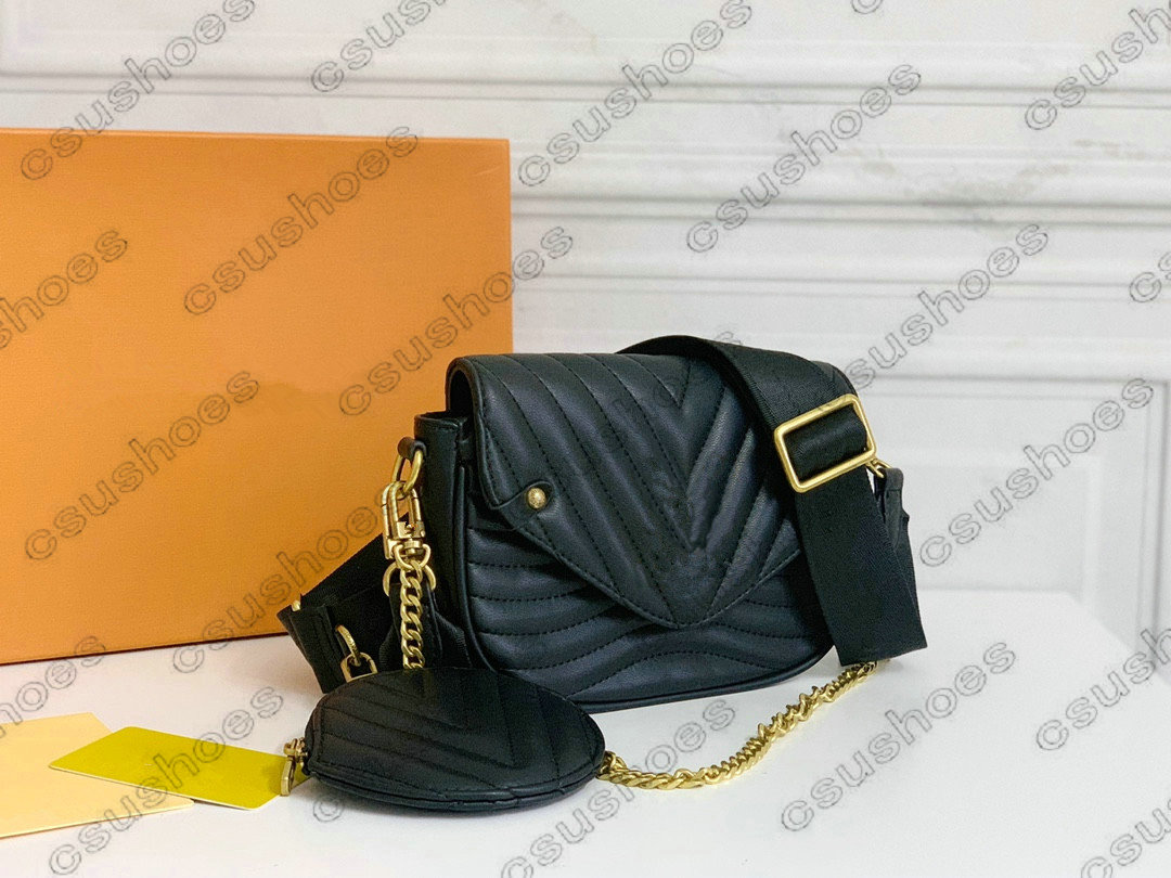 

NEW WAVE MULTI-POCHETTE Crossbody Bag Leather Designers Luxurys handbag Coin Purse Chain Carry Embroidered M56461, Dont sell it alone