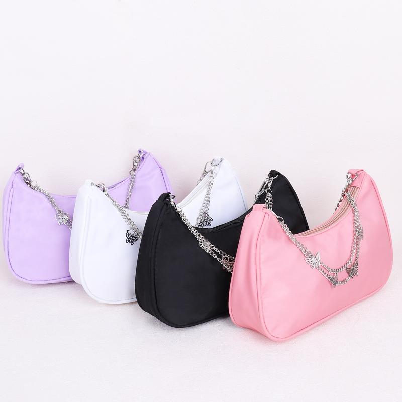 

Evening Bags Fashion Women Solid Color Shoulder Underarm 2022 Casual Ladies Shopper Purses Butterfly Chain Small Hobos Female Handbags