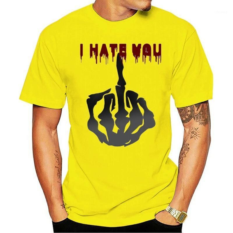 

Men' T-Shirts I Hate You Tee Shirt Fashionable Mens T Round Collar Skull Black Gothic Short Top Vintage Drop, White