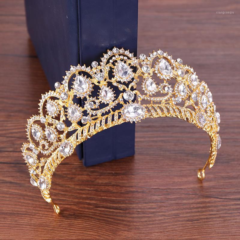 

Baroque Gold Crystal Crown And Tiaras For Queen Bride Hair Accessories Wedding Tiara Royal Headpieces Clips & Barrettes, Golden;silver